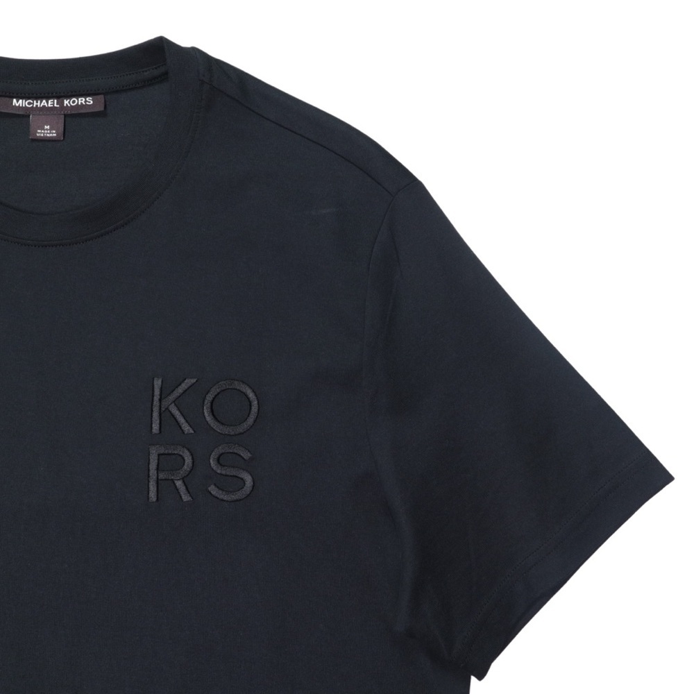 Michael Kors T-shirt Mens Size Medium Embroidered Logo Black Short Sleeve